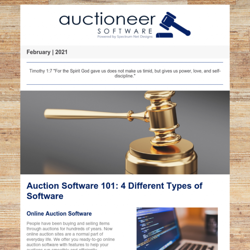 auctioneer software newsletter 2.18.21