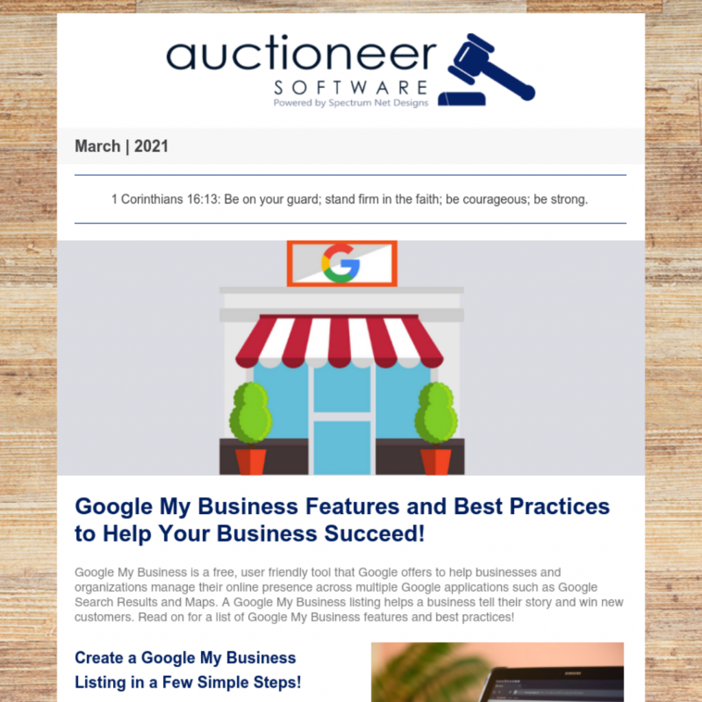 auctioneer software newsletter 3.4.21