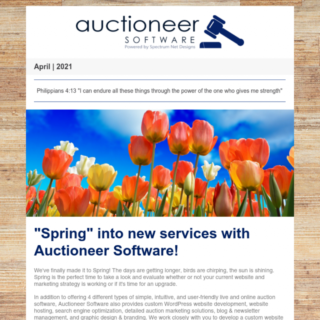 auctioneer software newsletter 4.1.21