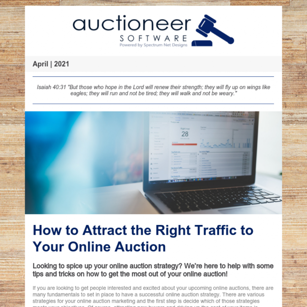 auctioneer software newsletter 4.15.21