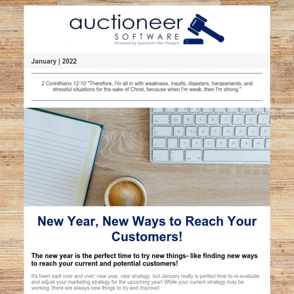 1.5.22 Auctioneer Newsletter Webpage Image