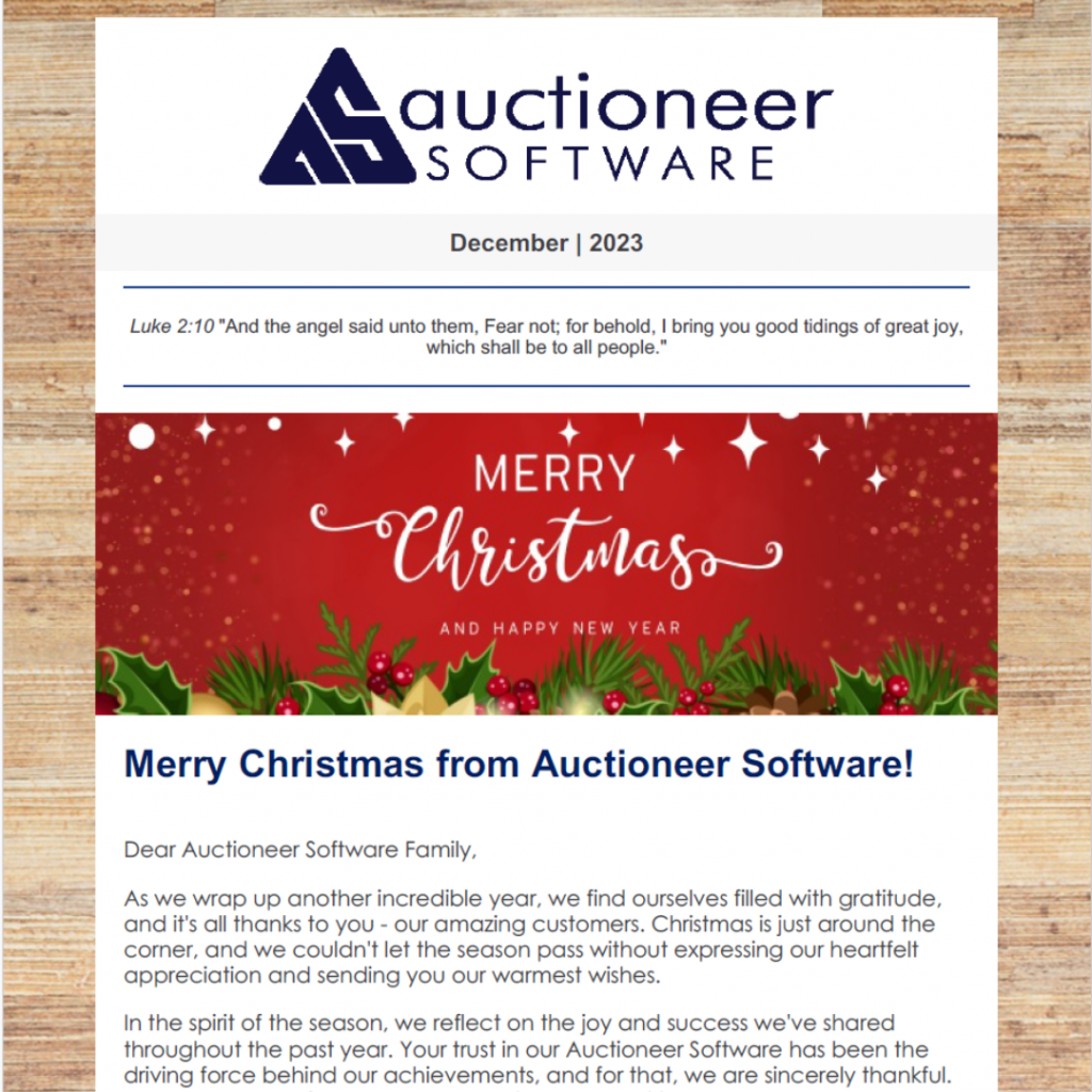 December 2023 Auctioneer Software Newsletter
